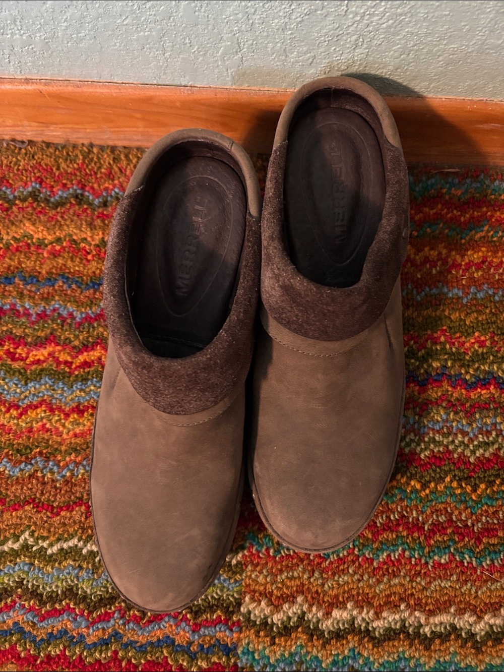 Merrell Grey Slip-On Drizzle Leather Mule Clogs, Women’s size 10 - like new - Picture 4 of 8